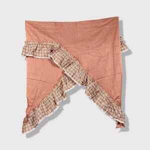 Vintage Window Valance Curtain One Size Terracotta Plaid Ruffle Farmhouse Boho